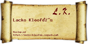 Lacko Kleofás névjegykártya